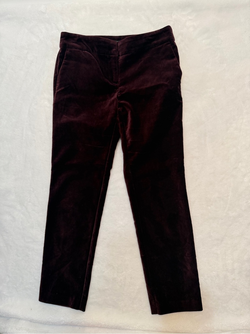 Ann Taylor Burgundy Velvet Modern Fit Pants | Petite Size 0P